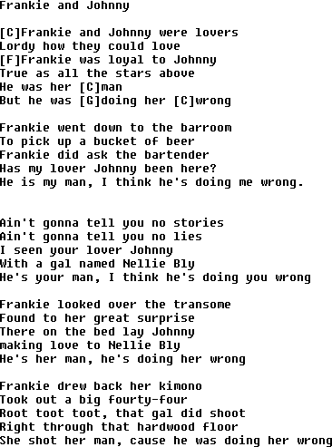 Bluegrass songs with chords - Frankie And Johnny